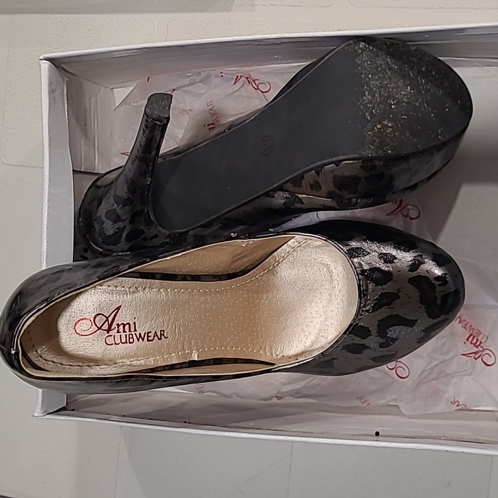 Silver animal print stillettos